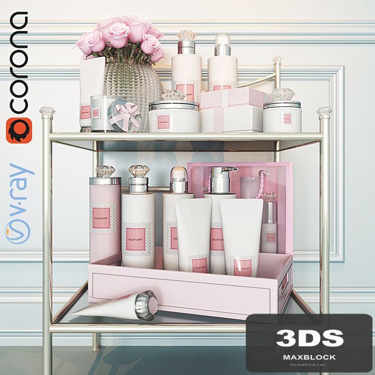 Side table with makeup / Table with cosmetic set