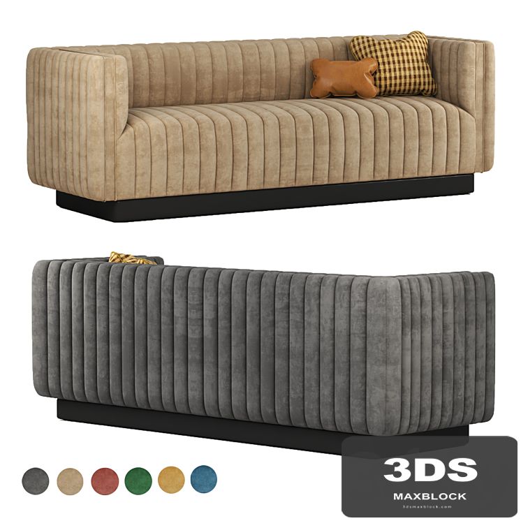 Conjure Channel Tufted Velvet Sofa in Emerald