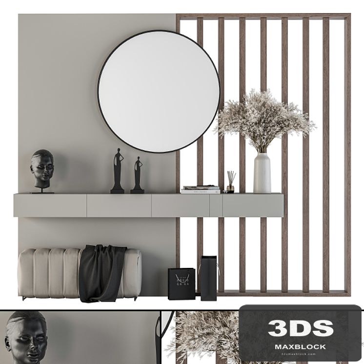 Hallway 12 - Gray and Wood Set