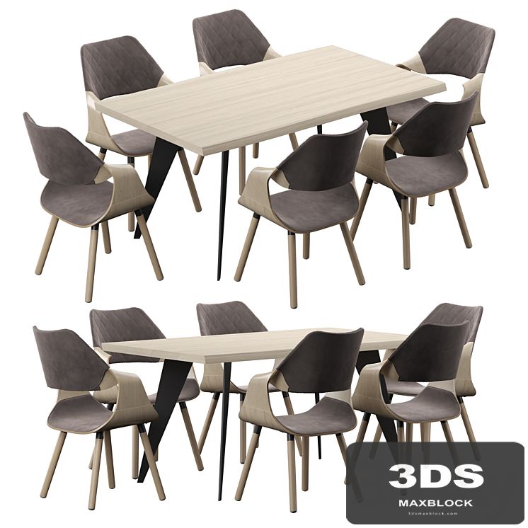 Nack table and Halmar K396 Chair (light oak / gray)
