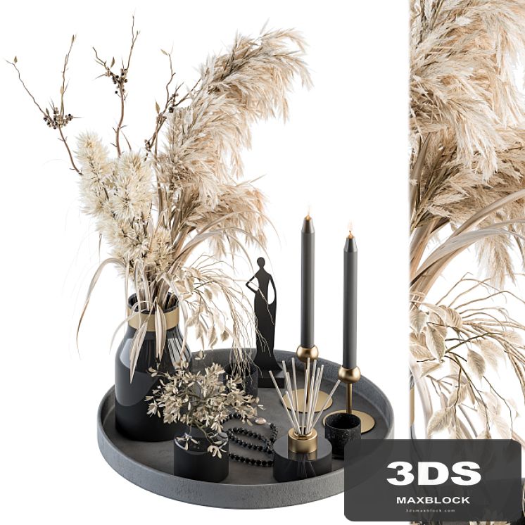 Decorative Set with Bouquet in Tray - Set 60