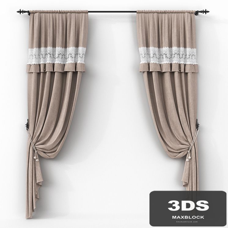Linen curtains on the hooks