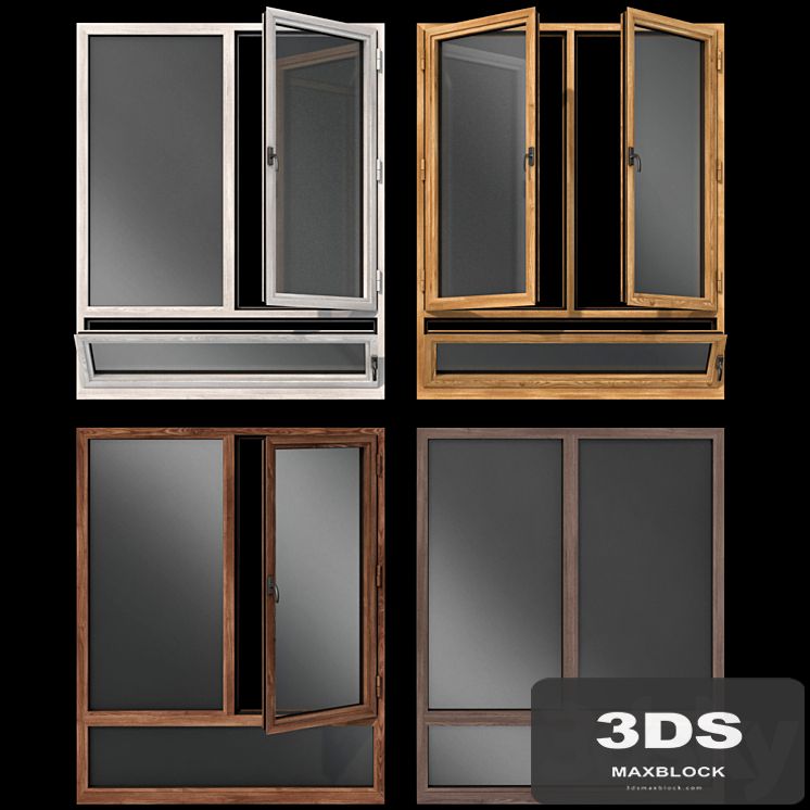 Swing stained-glass wooden windows