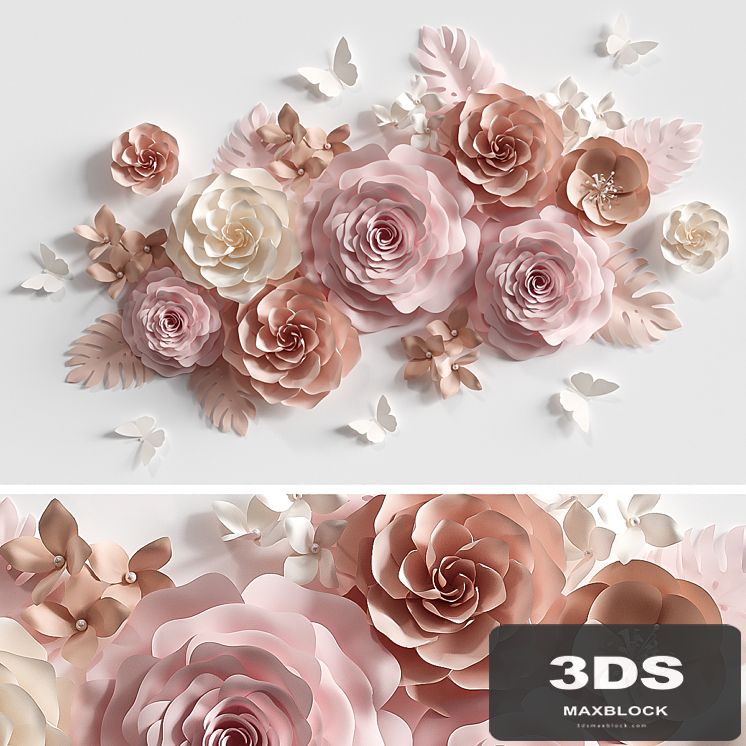 Composition of paper flowers