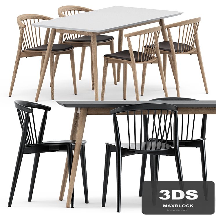 Newood light chair by Cappellini and Tell Dining Table by Bloomingville