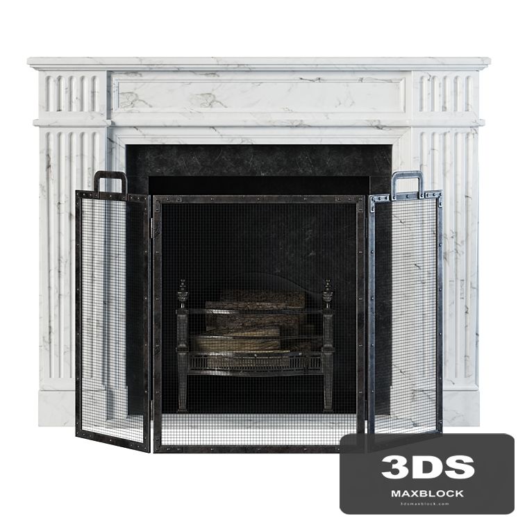 Classic fireplace white marble