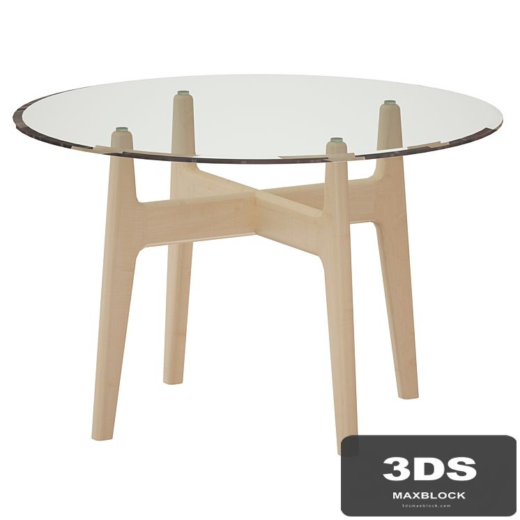Tate 48 "Round Dining Table with Glass Top and Sand Base (Crate and Barrel)