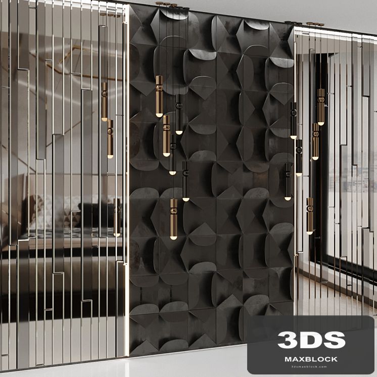 Volumetric wall panel mid century modern Black