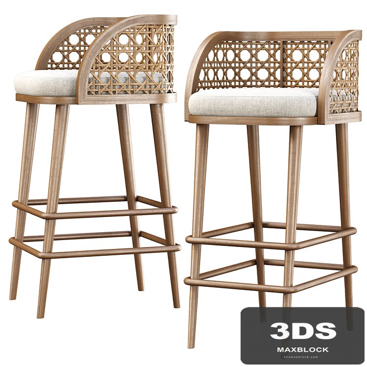 Rimma rattan bar stool DS67 / Wooden bar stool