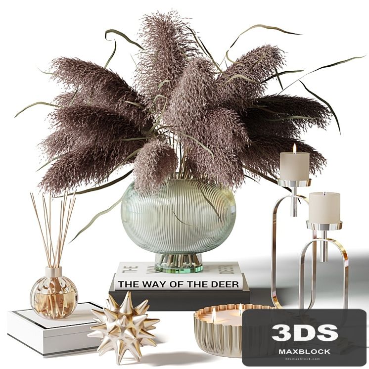Dry herb in a glass vase - decorative set