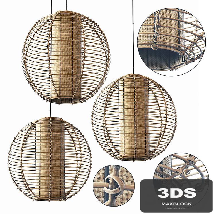 Lamp wicker branch rattan sphere