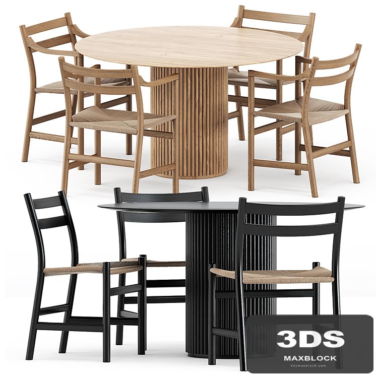 CH46 chair and CH47 chair by Carl Hansen & Son and Palais Royal table by Asplund