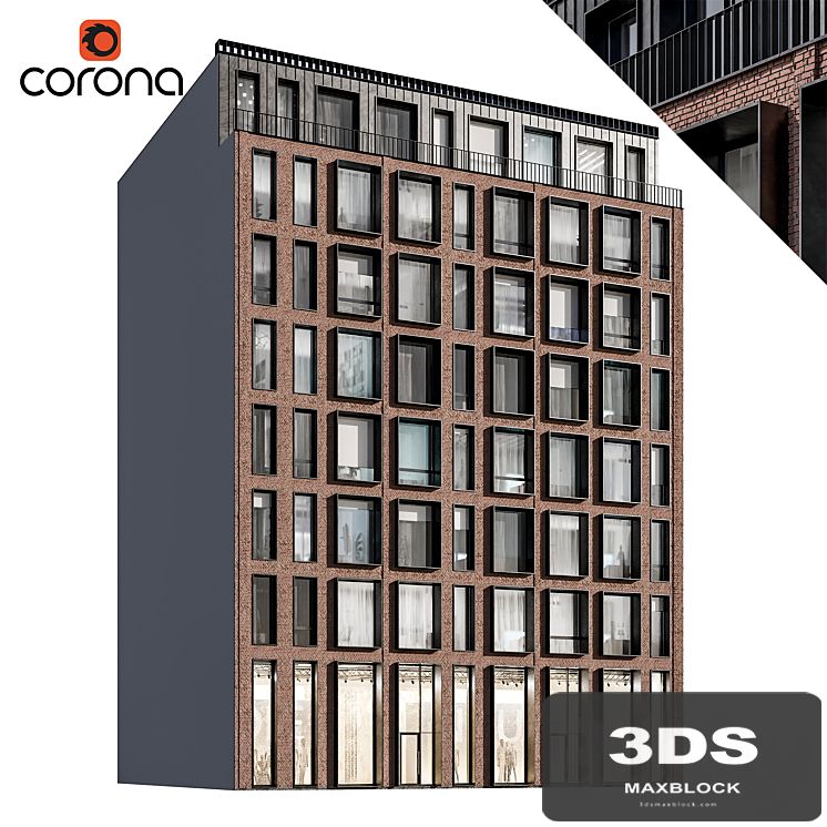 Modern residential facade 01 | night + interiors