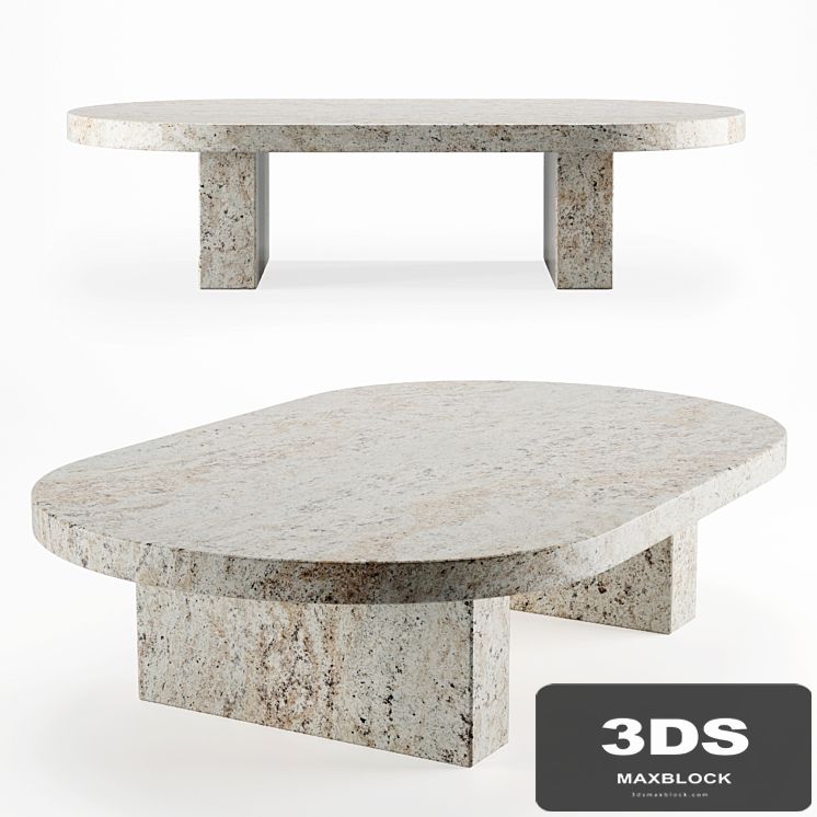 Vintage travertine oval coffee table