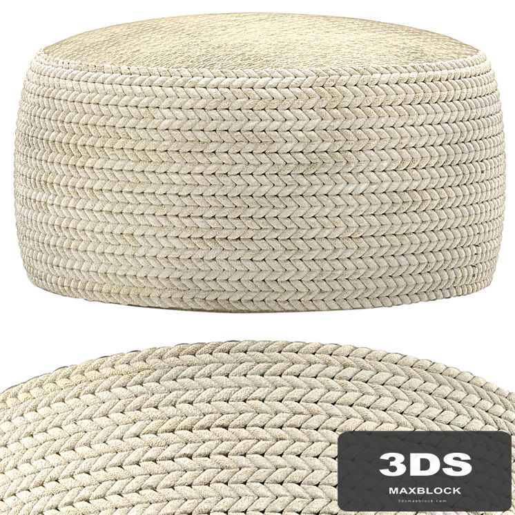 pouf Hira Natural Ivory Ottoman