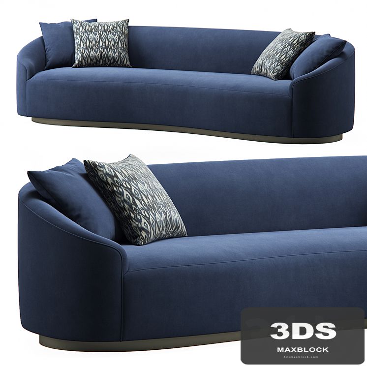 Turner Sofa Indigo Velvet Dark Walnut