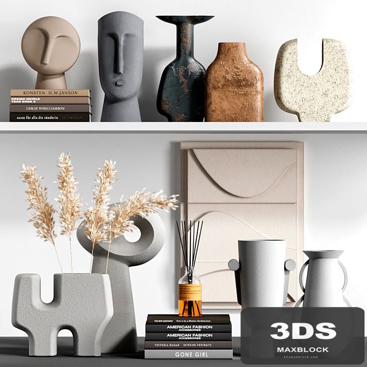 Decorative set 31, with panels, vases and other decor