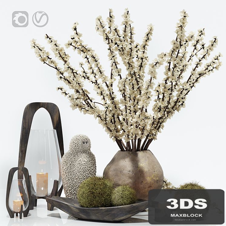 Decorative set with a ceramic beast