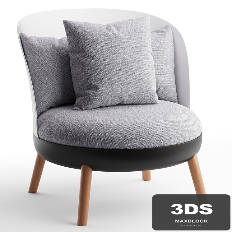 Armchair with ottoman Cherry, gray