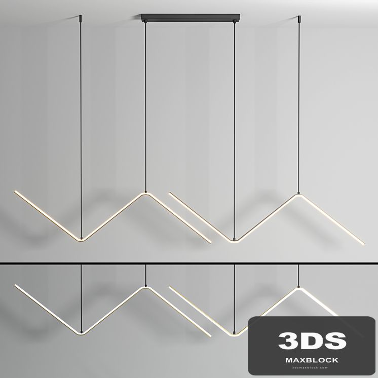 Zigzag Pendant Light Fixture Minimalism Aluminum Dining Room LED Ceiling Light in Black