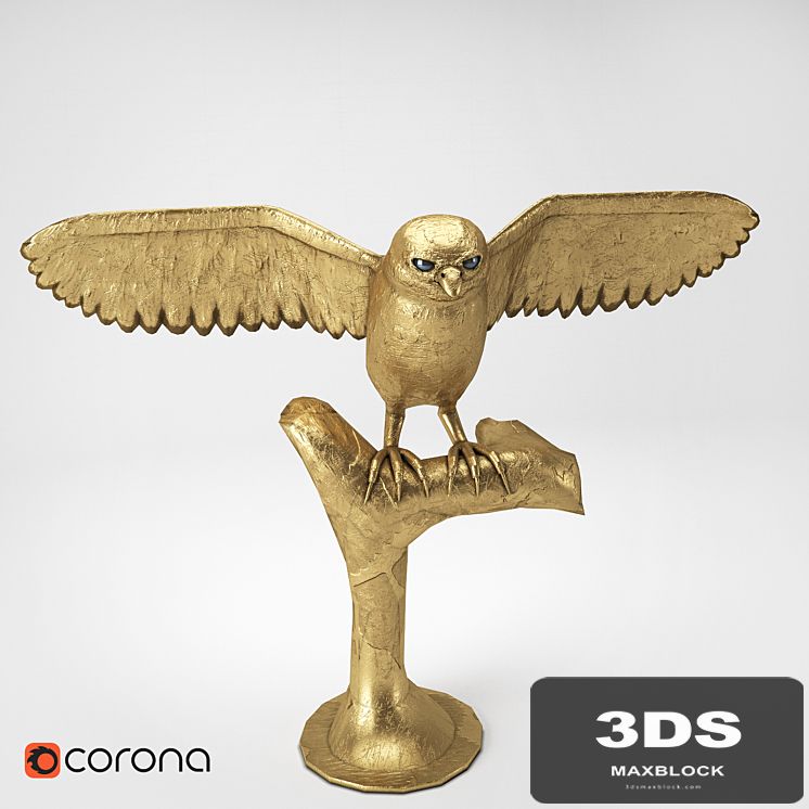 Gold owl on a stand