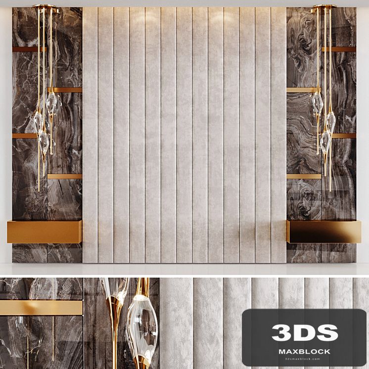Headboard Rex Marble Brown and Beige Fabric Panels