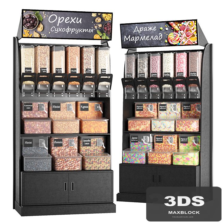 Rack with dispensers for bulk products