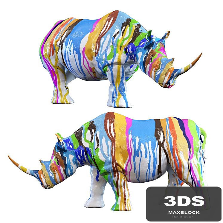 Deco Figurine Rhino Colore 26cm
