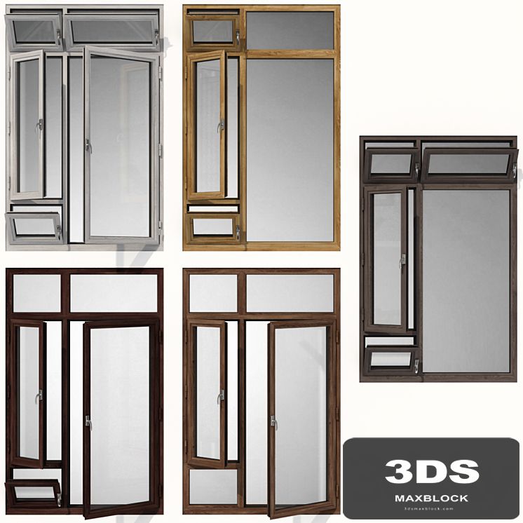Swing stained-glass wooden windows