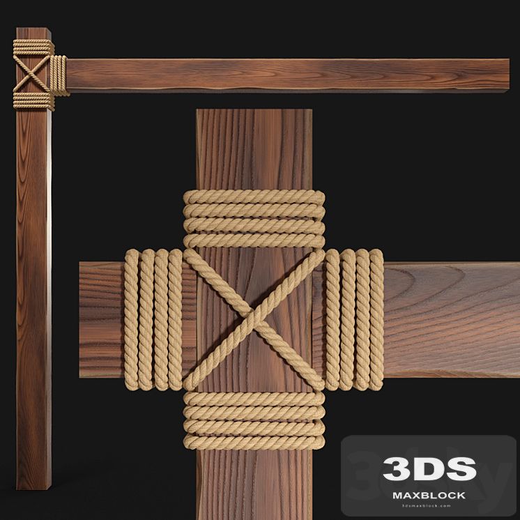 Wooden beams with rope