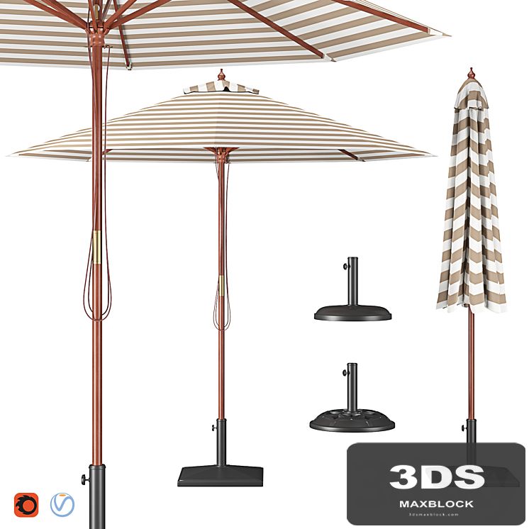 Market Parasol Ferentillo Beige with Bases