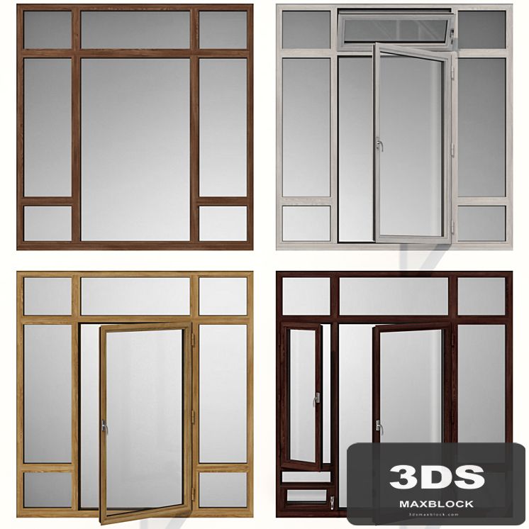Swing stained-glass wooden windows