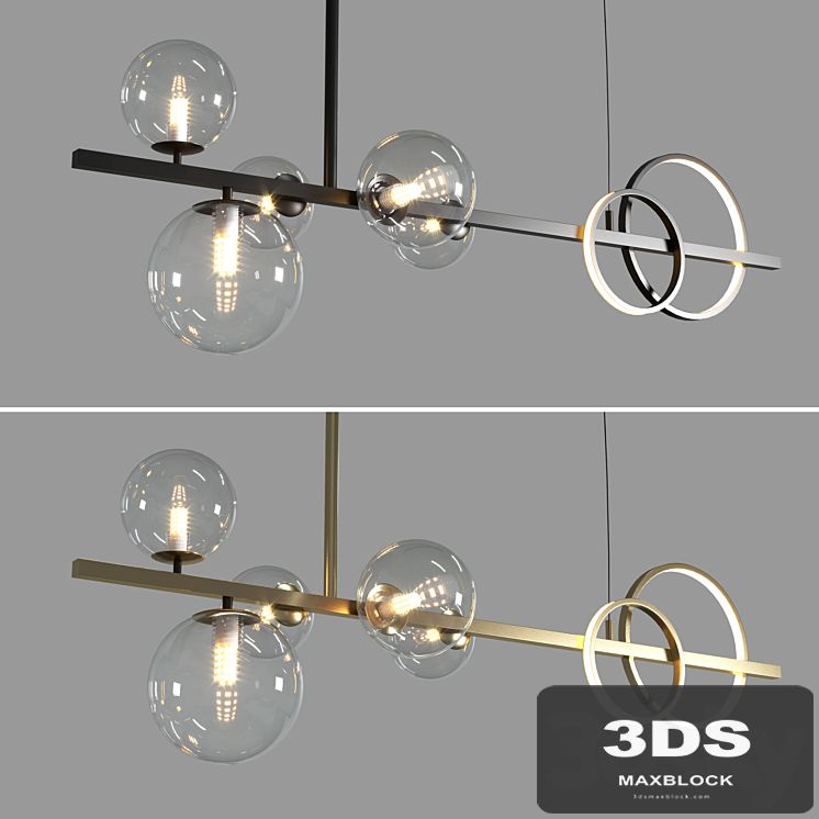 Artpad Modern European Glass Bubble Dining room Pendant Lights Black & gold