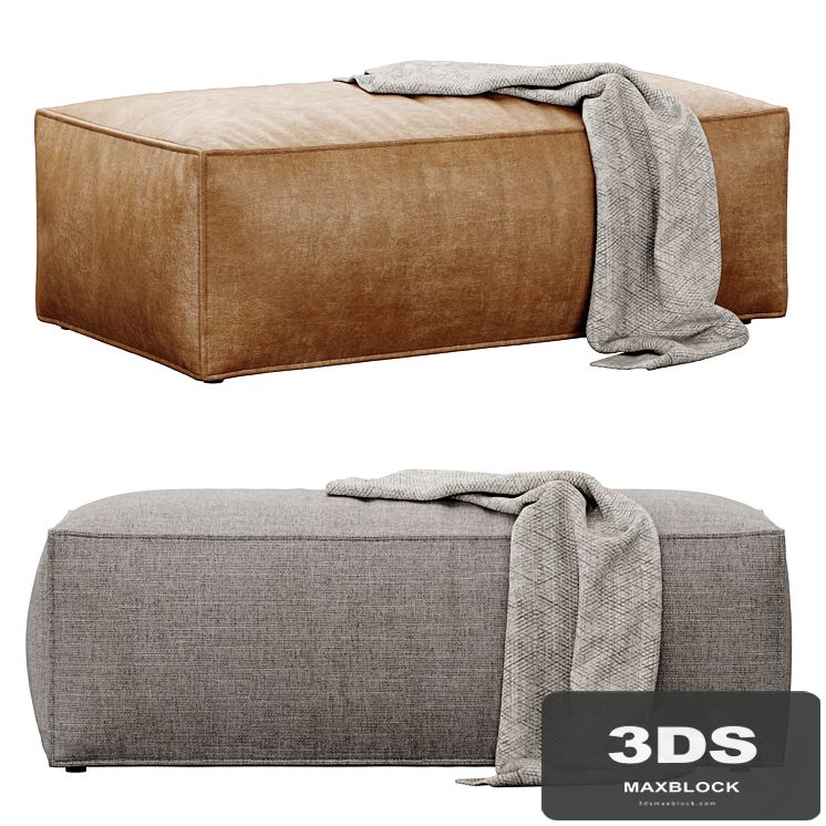 Cosima fabric and leather pouf large by bolia