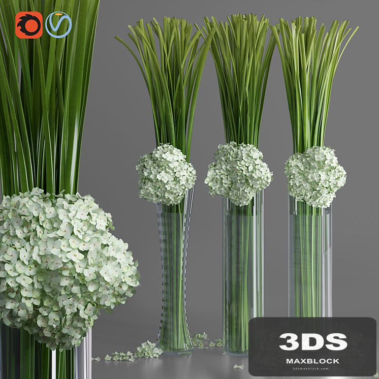 Big Hydrangea Leaf Vases Decorative Set