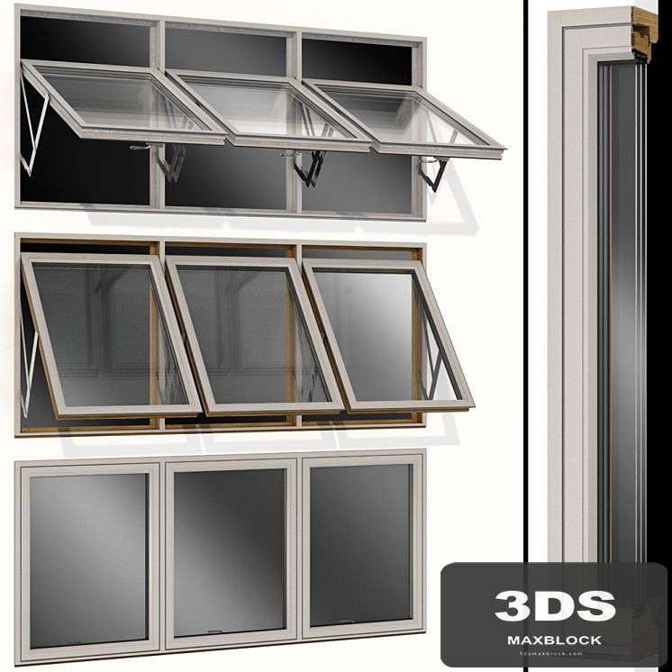 Top swing hinged wooden metal window