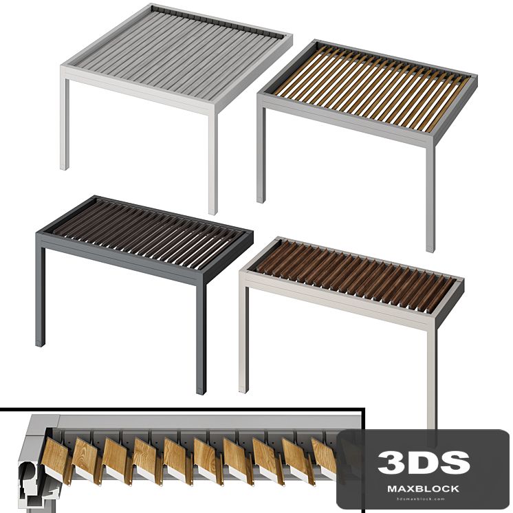 Metal pergola gazebo canopy with roller shutters