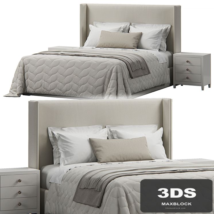 King Antwerp Upholstered Wingback Headboard Bed