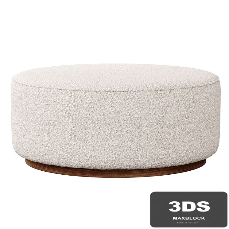 Sinclair Large Round Boucle Ottoman Whistler Oyster Suede by Four Hands