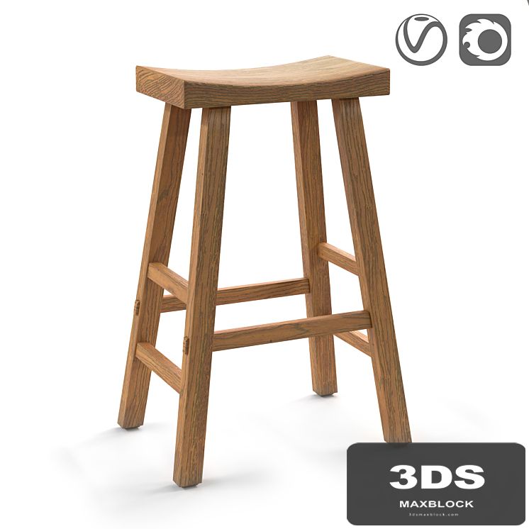 Bar stool from solid elm Asayo