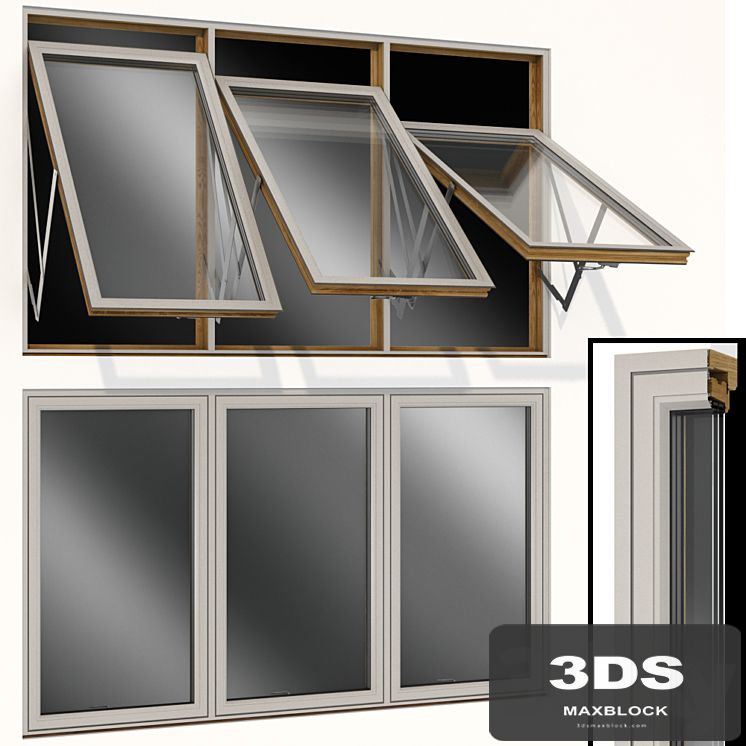 Top swing hinged wooden metal window