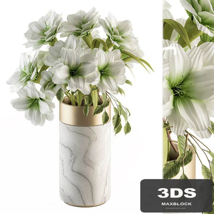 Bouquet - White Flower in Stone vase 53