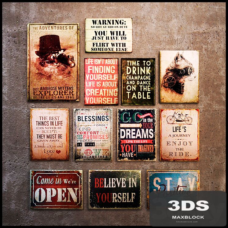 Collection 8: interior plate (decorative signboard, wood panels, wood poster)