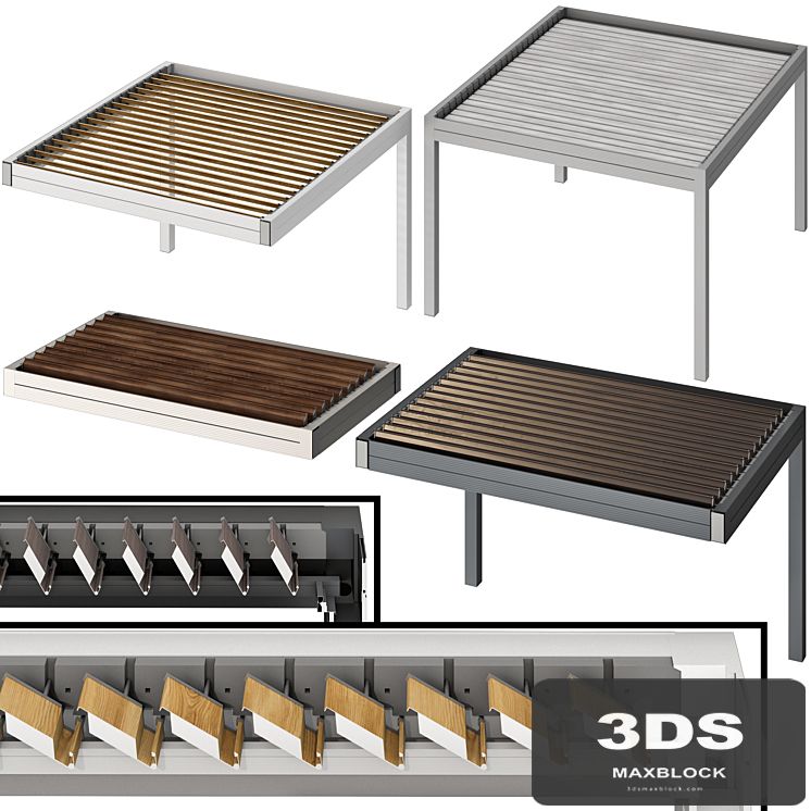 Metal pergola gazebo canopy with roller shutters