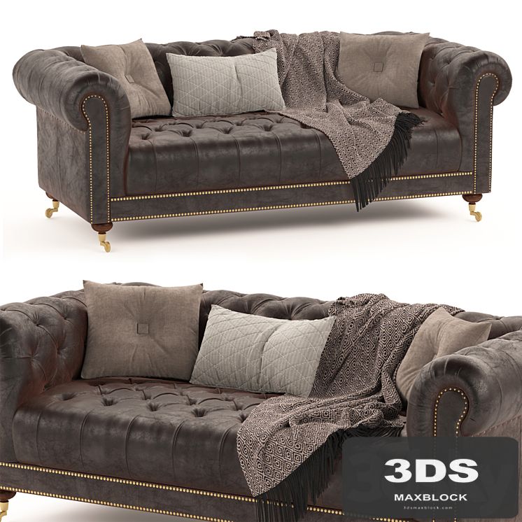Vintage Chesterfield brown leather