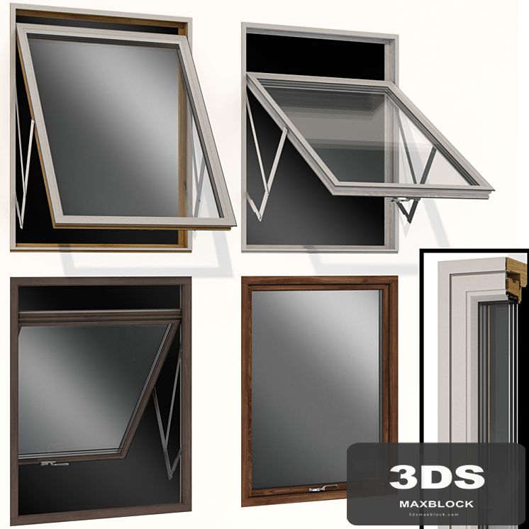 Top swing hinged wooden metal window