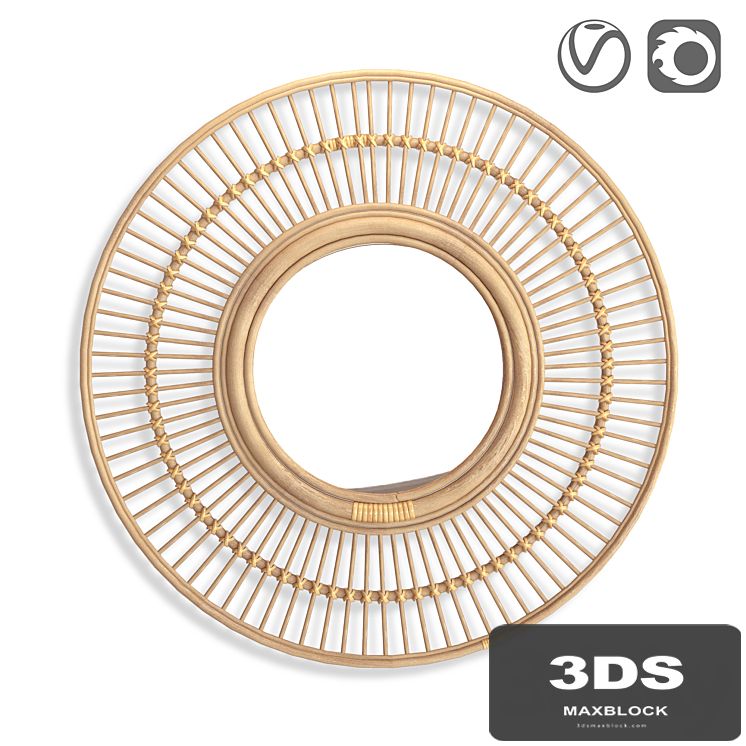Round rattan mirror Nogu