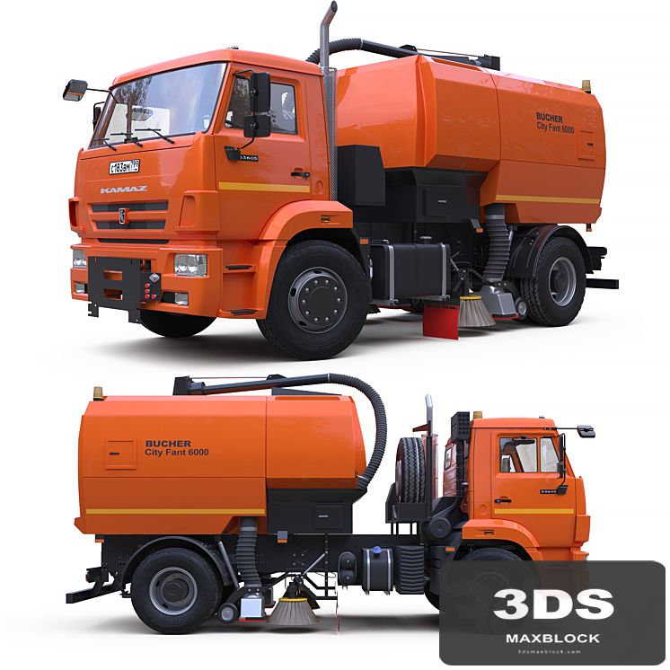 Vacuum Sweeper Bucher City Fant 6000 on Kamaz-53605 Chassis.