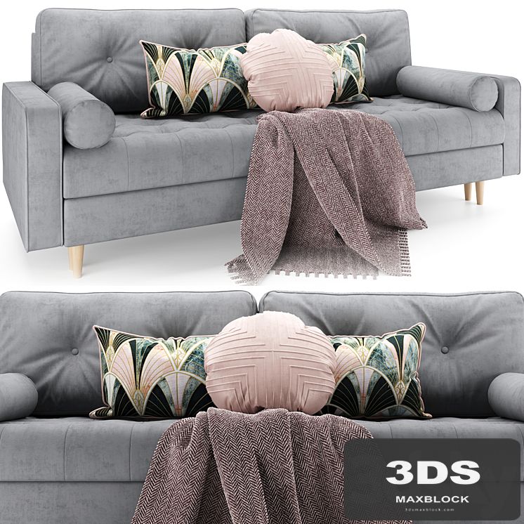 Citeno sofa in 6 colors (Smart Grafit / Barhat Emerald / Smart Blue / Smart Seladon / Barhat Salmon / Velvet Light) from Divanru