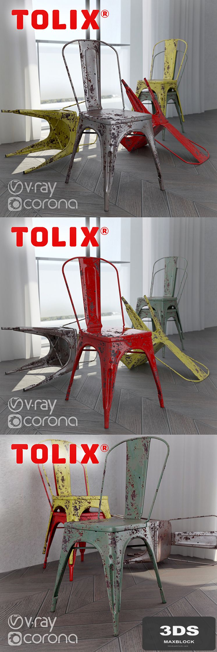 Tolix A chair (vray + corona)